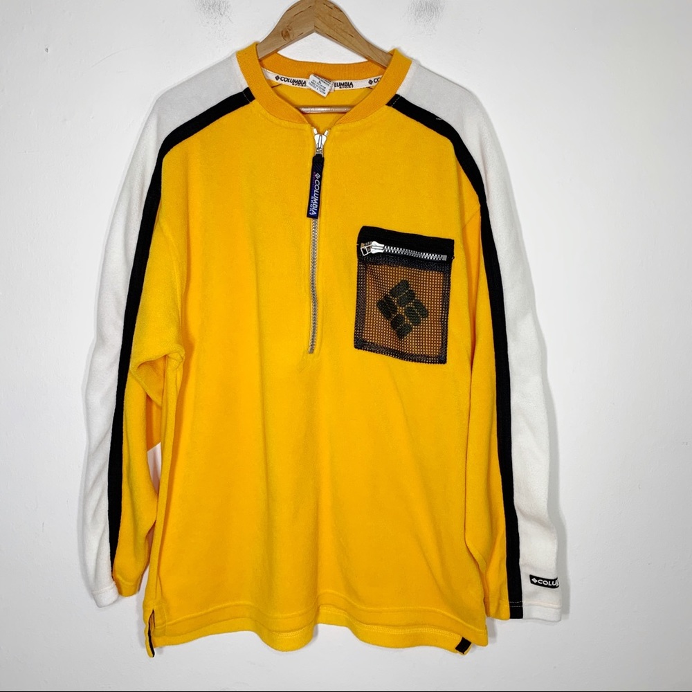 Columbia polartec fleece 1/4 zip yellow vintage XL